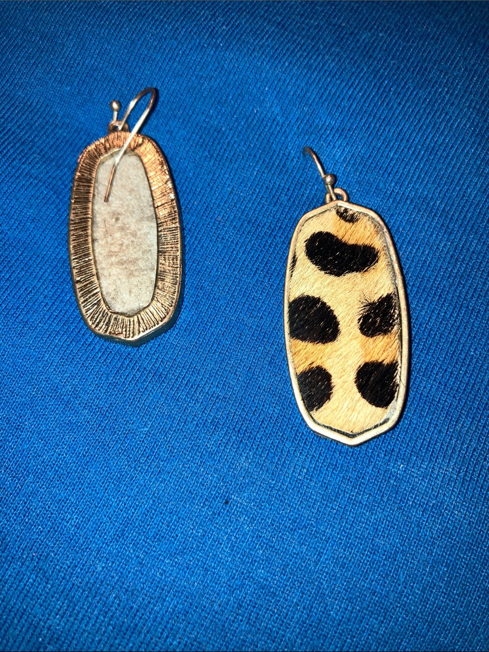 Leopard Print Drop Earrings - Gold Tone with Black Spots - Picture 5 of 5